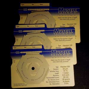 Flexinol muscle wire: mixed samples: all 1 m long.  (TS0627)