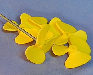 Boat propeller plastic three blade Yellow Peril 30mm dia. each (TS0795)