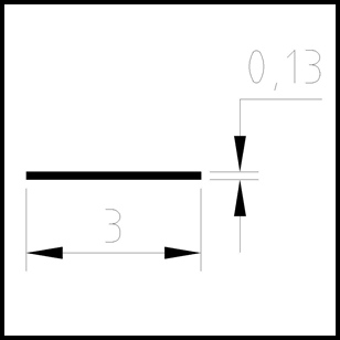 Carbon Fibre rectangular 1000x3.00x0.13mm   (TS2510)
