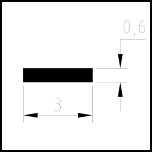 Carbon Fibre solid rectangular 1000x3.00x0.6mm  (TS2511)